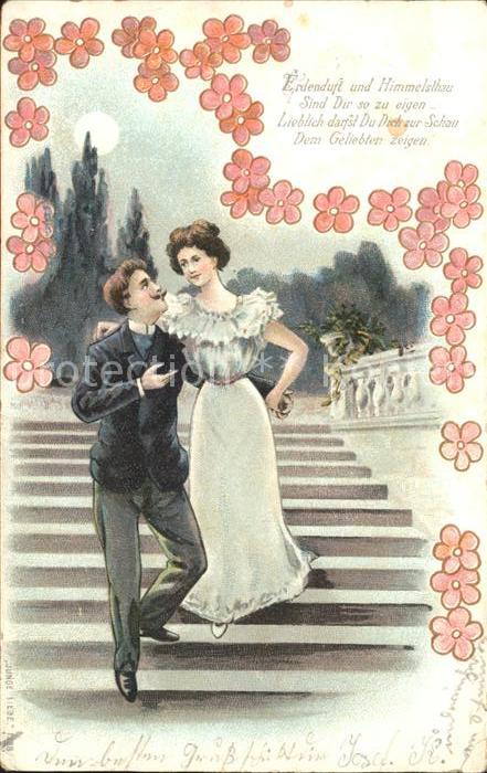 Poesie Gedicht Paar Blumen Litho