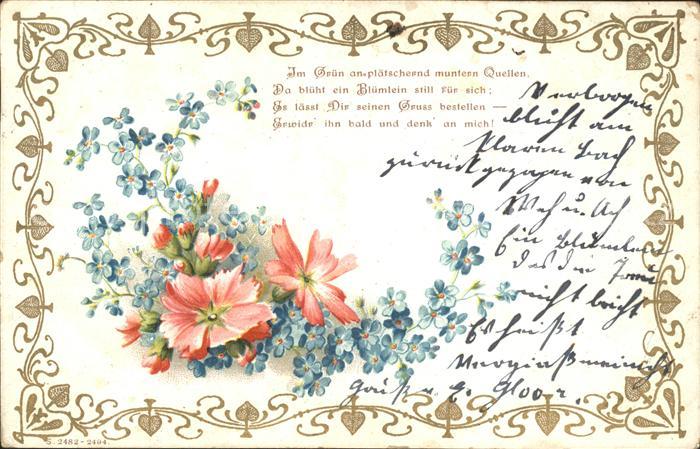 Blumen Vergissmeinnicht Gedicht Litho
