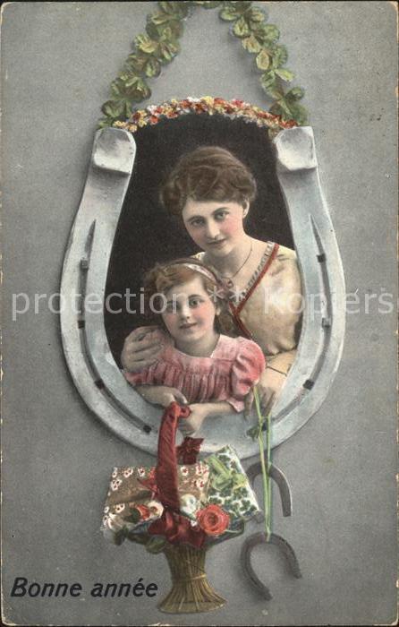 Neujahr Hufeisen Rosen Geschenke Mutter Kind