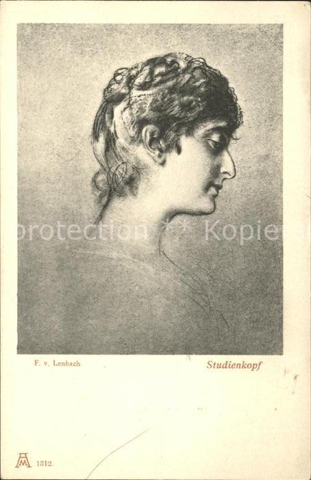 Kuenstlerkarte F. v. Lenbach Studienkopf