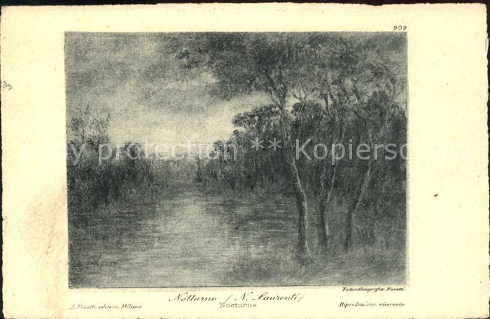 Kuenstlerkarte N. Laurenti Notturno Nr. 909 Bäume