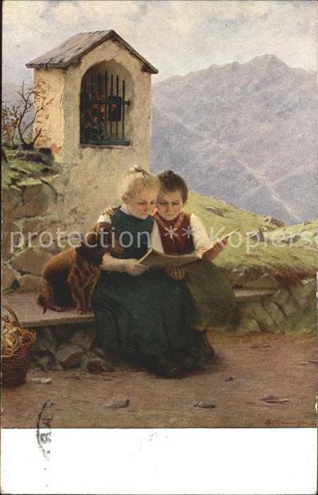 Dackel Dachshund Teckel Hunde dogs Chien Kinder Künstlerkarte Th. Kleehaas Ein B