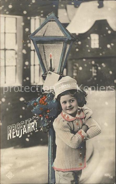 Foto OePG Nr. 1435/36 Neujahr Kind Wintermode Strasse