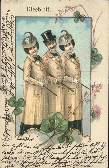 Kleeblatt Cloverleaf Trebol Trefle Mann Frauen Zylinder Hutmode Gehstock M