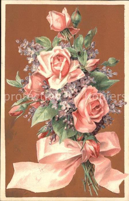 Rosen Veilchen Schleife Litho