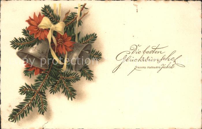 Kirchenglocke Churchbell Cloche Eglise Neujahr Weihnachtsstern Schleife Litho