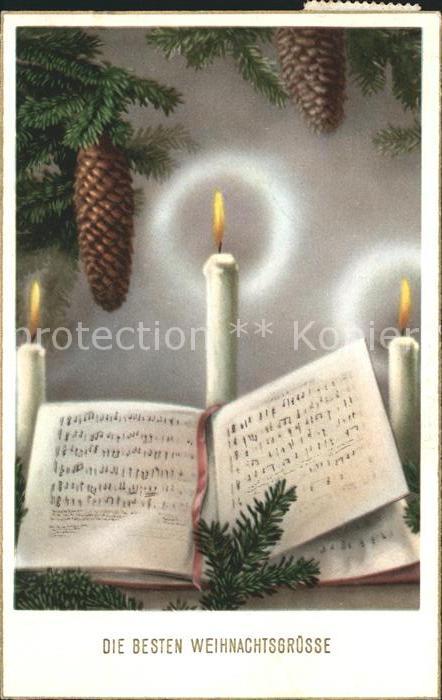 Weihnachten Tannenzapfen Kerzen Liederbuch