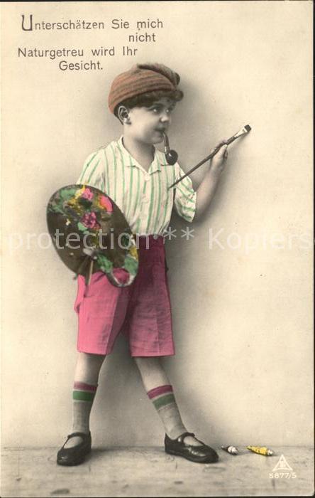 Foto PH Nr. 5877/5 Kind Pfeife Pinsel Farbpalette