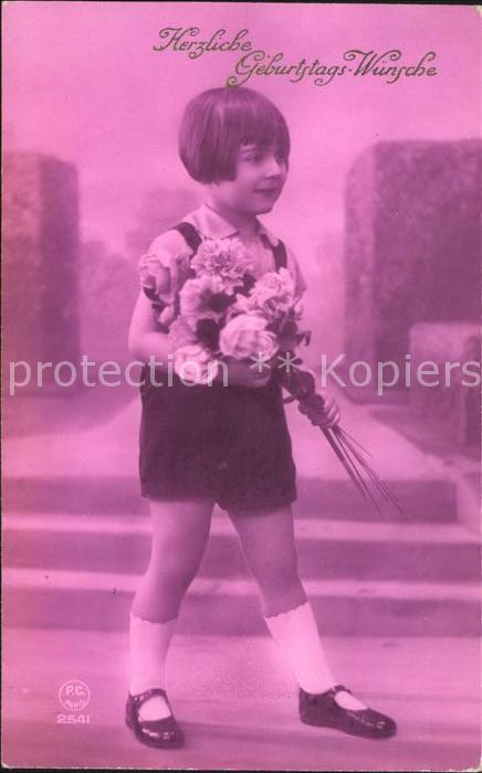 Foto PC Paris Nr. 2541 Glückwunsch Geburtstag Kind Blumen