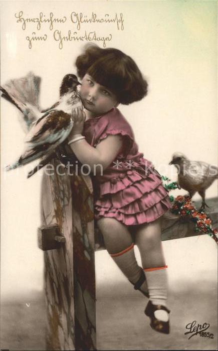 Foto Lepo Nr. 1855/2 Kind Tauben Glückwunsch Geburtst