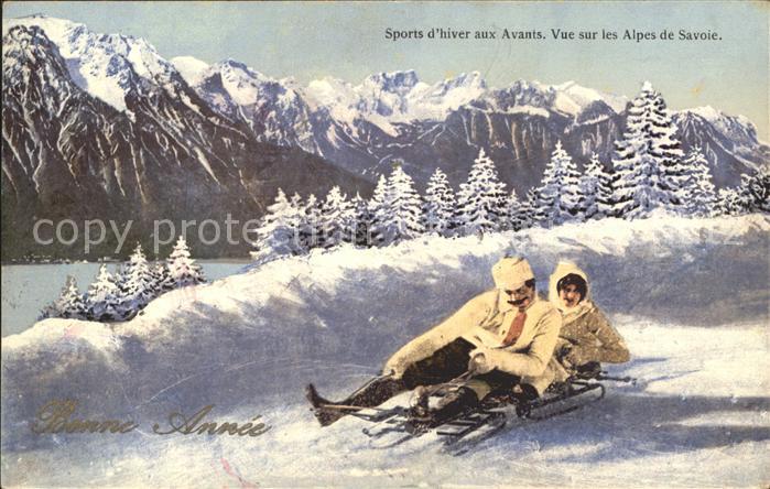 Schlitten Schnee Alpes de Savoie Neujahr