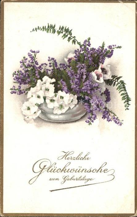 Geburtstag Glueckwunsch Blumen Litho