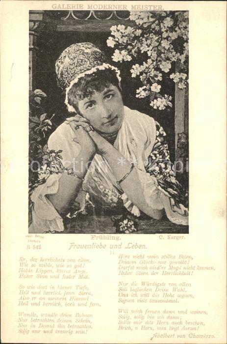 Verlag Galerie Moderner Meister Nr. 542 C. Karger Fruehling Frau Gedicht Frauenl