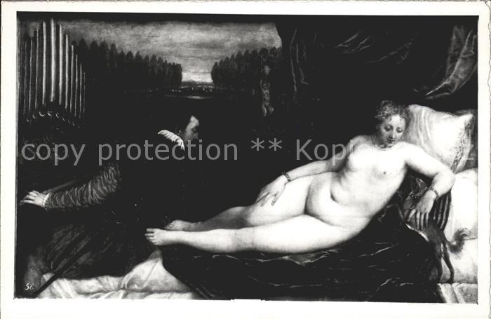 Kuenstlerkarte Alte Kuenstler Tiziano Venus recreandose con la musica
