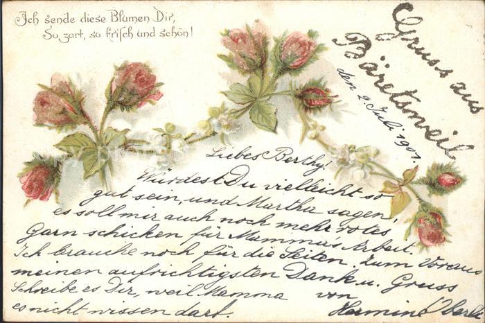 Blumengruesse Rosen Litho