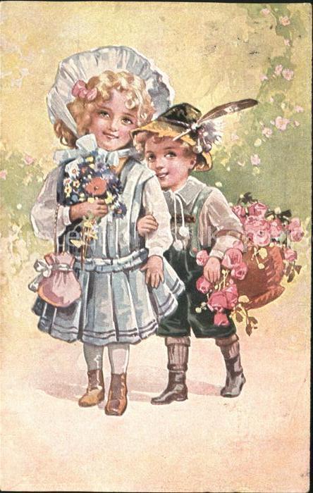 Kinder Child Enfants Hutmode Blumen