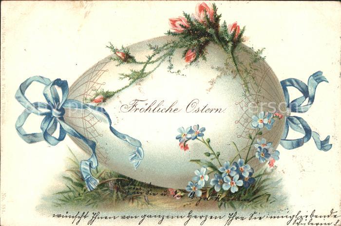 Ostern Easter Paques Vergissmeinnicht Schleife Litho