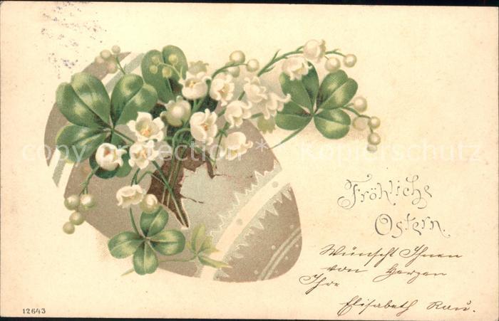 Ostern Easter Paques Maigloeckchen Osterei Litho