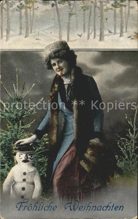 Weihnachten Schneemann Frau Wintermode Muff