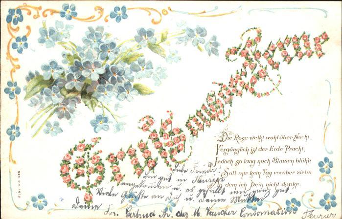 Blumen Vergissmeinnicht Gedicht Litho