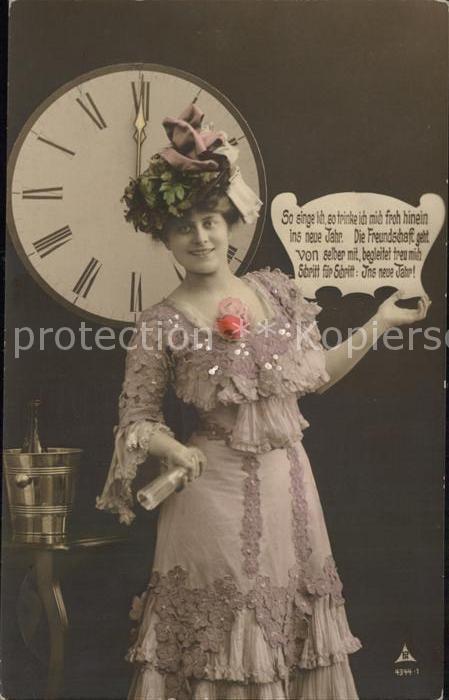 Foto PH Nr. 4344-1 Uhr Frau Hutmode Sekt Gedicht