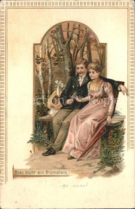 Paare Blau blueht ein Bluemelein Litho