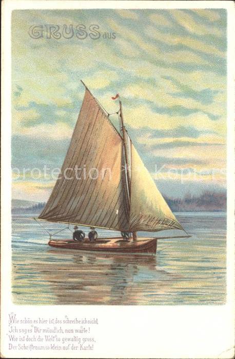 Segelboote Gedicht Litho