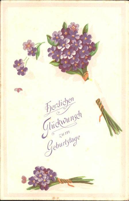 Geburtstag Veilchen Litho