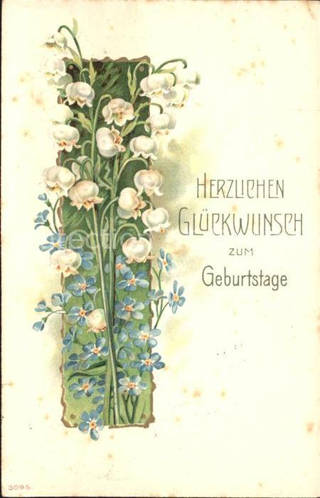 Maigloeckchen Vergissmeinnicht Geburtstag Litho