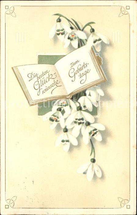 Geburtstag Glueckwunsch Schneegloeckchen Litho
