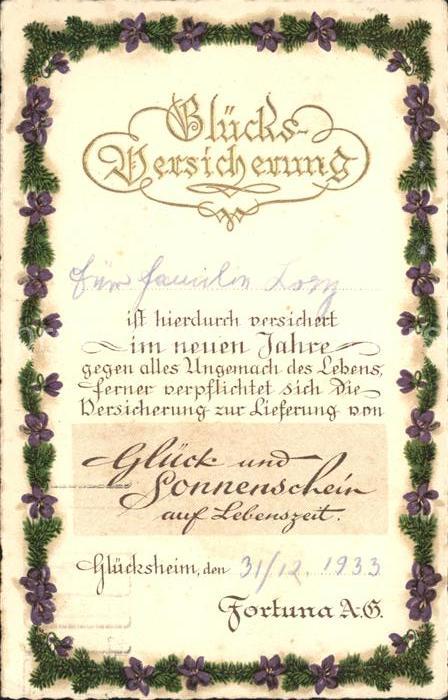 Glueck Glücksversicherung Neujahr Blumen