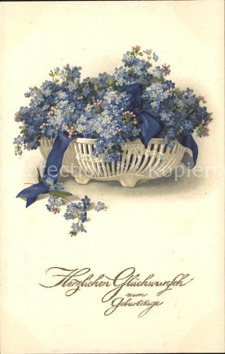 Geburtstag Vergissmeinnicht Litho