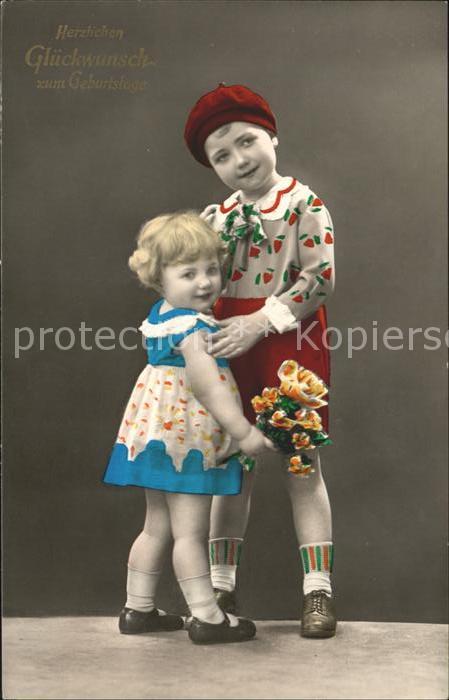 Foto Amag Nr. 64684/1 Kinder Blumen Geburtstag