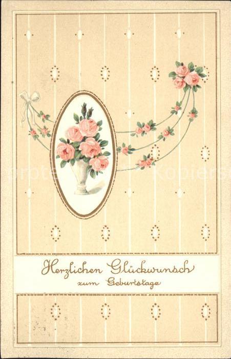 Geburtstag Rosen Litho