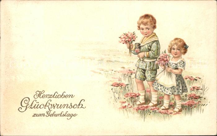 Kinder Child Enfants Blumen Geburtstag Litho Verlag-Amag-Nr. 1900