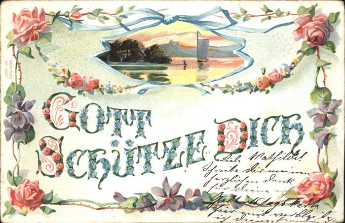 Rosen Veilchen Vergissmeinnicht Litho Gott sc