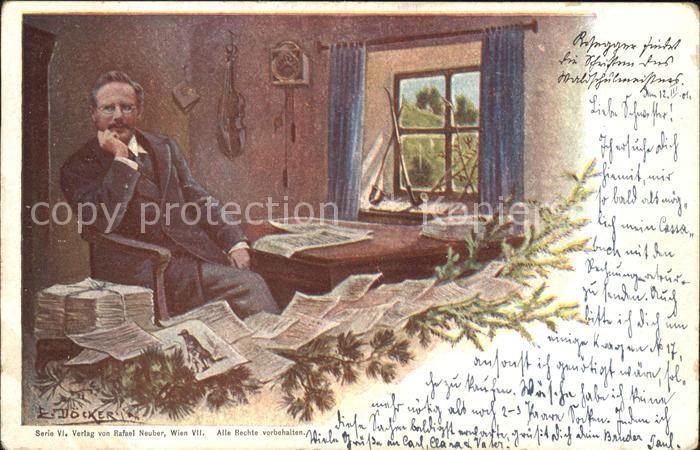 Doecker E. Geige Wanduhr Pfeife Komponist