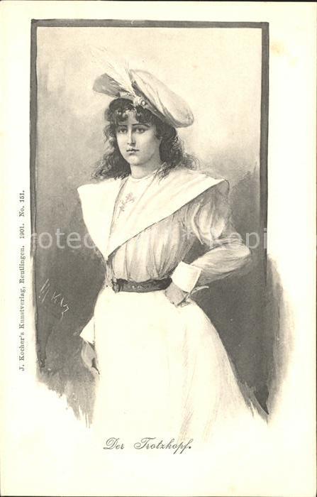 Hutmode Frau Künstlerkarte Der Trotzkopf