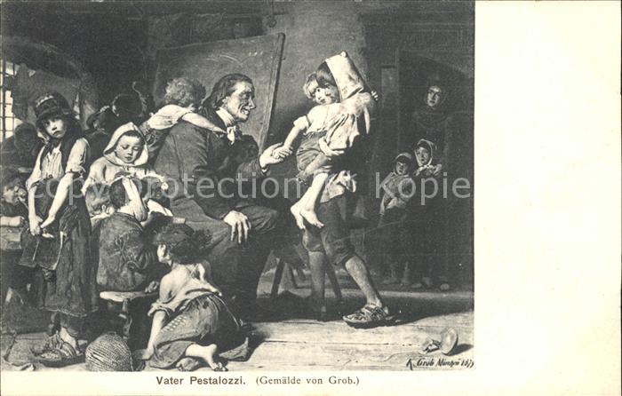 Pestalozzi Heinrich Künstlerkarte K. Grob