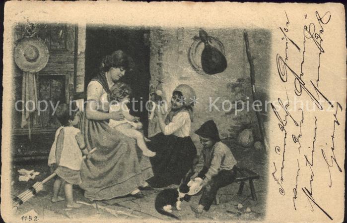 Kinder Child Enfants Mutter Katze Puppe