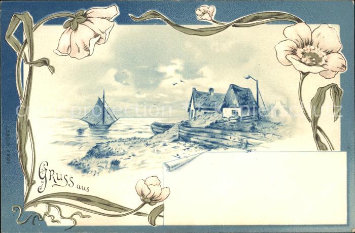 Segelboote Blumen Litho