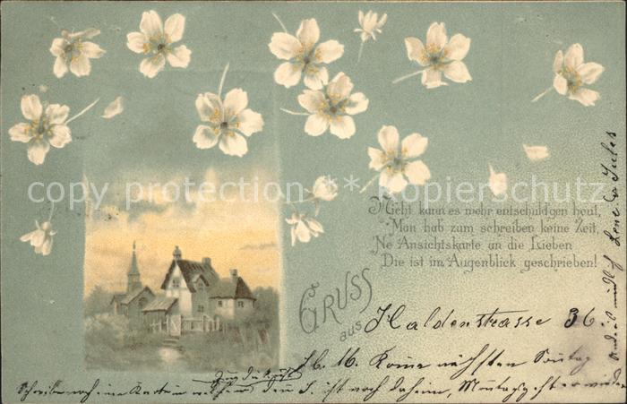 Blumengruesse Gedicht Litho