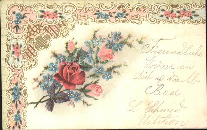 Rosen Vergissmeinnicht Litho