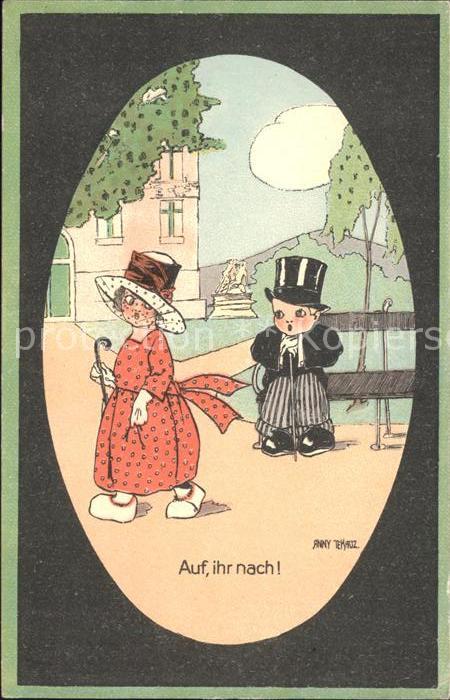 Kuenstlerkarte Anny Tekauz Kinder Hutmode