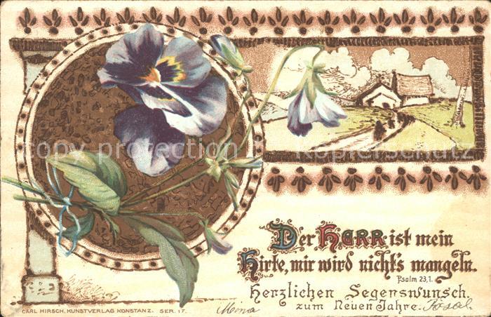 Neujahr Stiefmuetterchen Litho Psalm