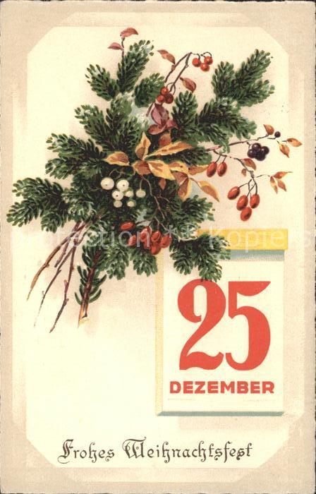 Weihnachten Weihnachtsstrauss Datum Litho