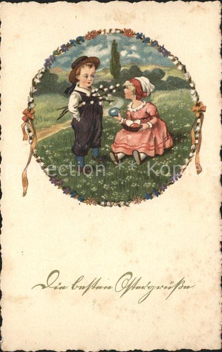 Ostern Easter Paques Kinder Ostereier Weidenkätzchen