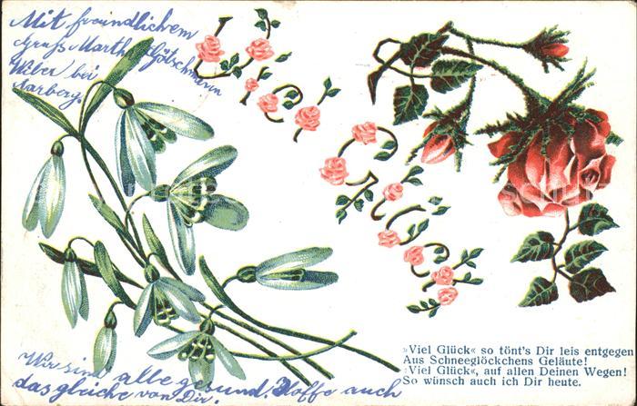 Rosen Schneeglöckchen Gedicht Glück Litho
