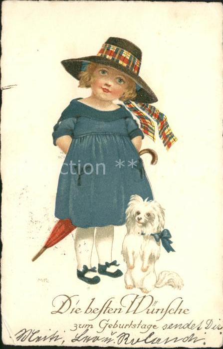 Kinder Child Enfants Hutmode Hund Glueckwunsch Geburtstag