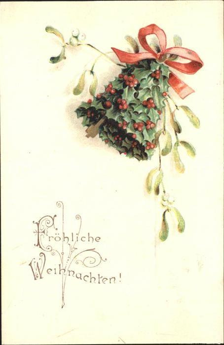 Kirchenglocke Churchbell Cloche Eglise Stechpalme Mistel Weihnachten Litho